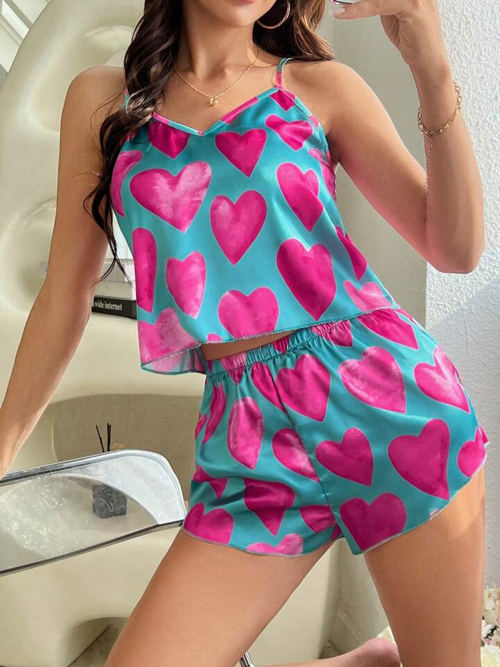 Rachel Lingerie Store Fabulous Finds Silky Satin women's sleepwear/nightwear Cheetah Print Satin Cami and Short Set For women
