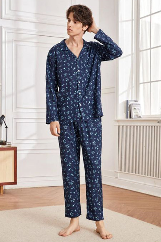 Sebastian Men's Silky Satin Floral Print pajama set pjs, satin, full sleeve