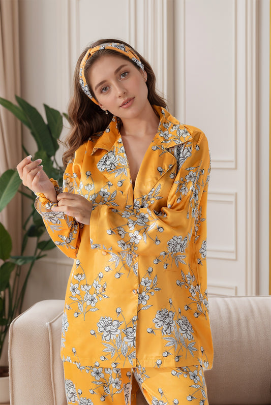 Rue' Rofe' Chic Sleep Essentials & Casual Daily Wear women printed silky Finish night wear Pajama Set