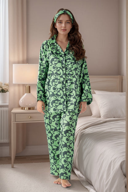 Rue' Rofe' Radiant Restwear & Casual Daily Wear women printed silky Finish night wear Pajama Set