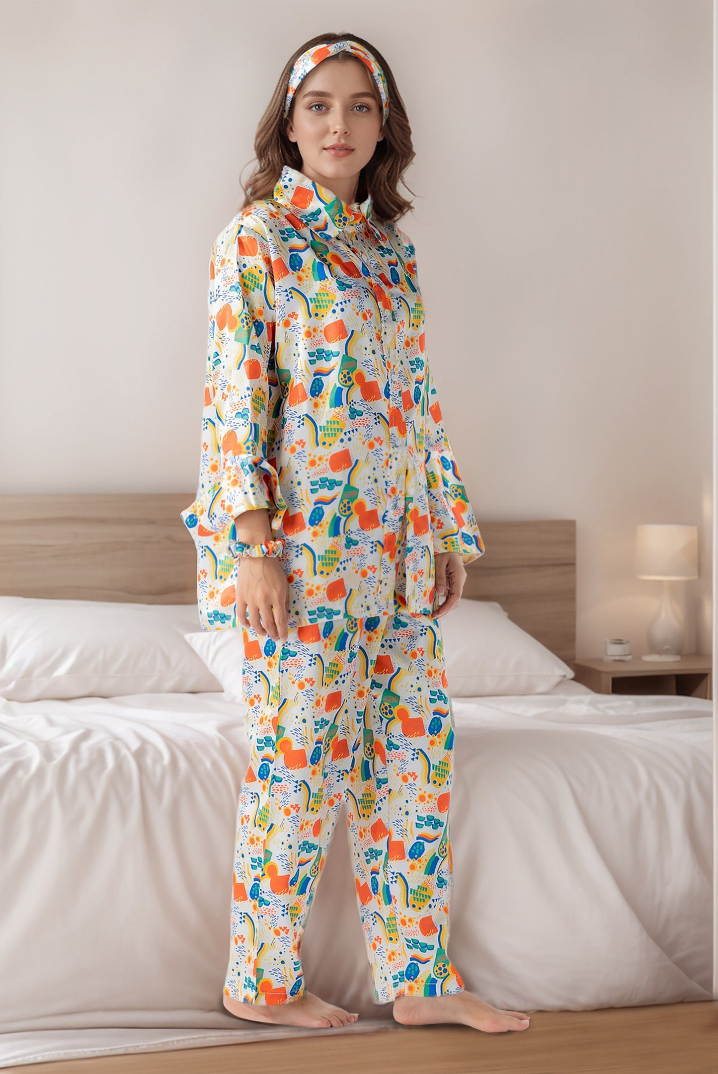 Rue' Rofe' Serenity Collection & Casual Daily Wear women printed silky Finish night wear Pajama Set