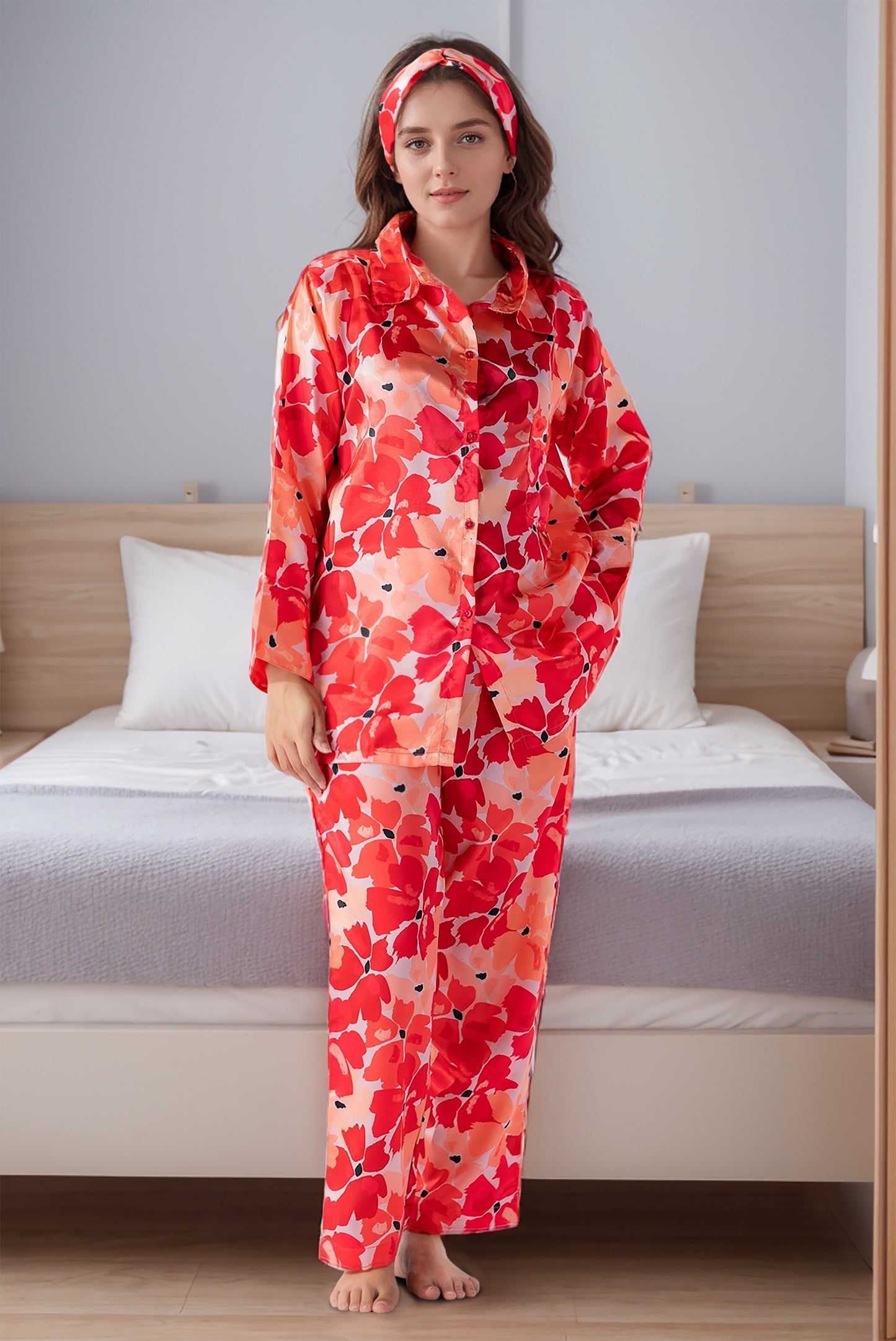 Rue' Rofe' Elegant Dreams Pajamas & Casual Daily Wear women printed silky Finish night wear Pajama Set