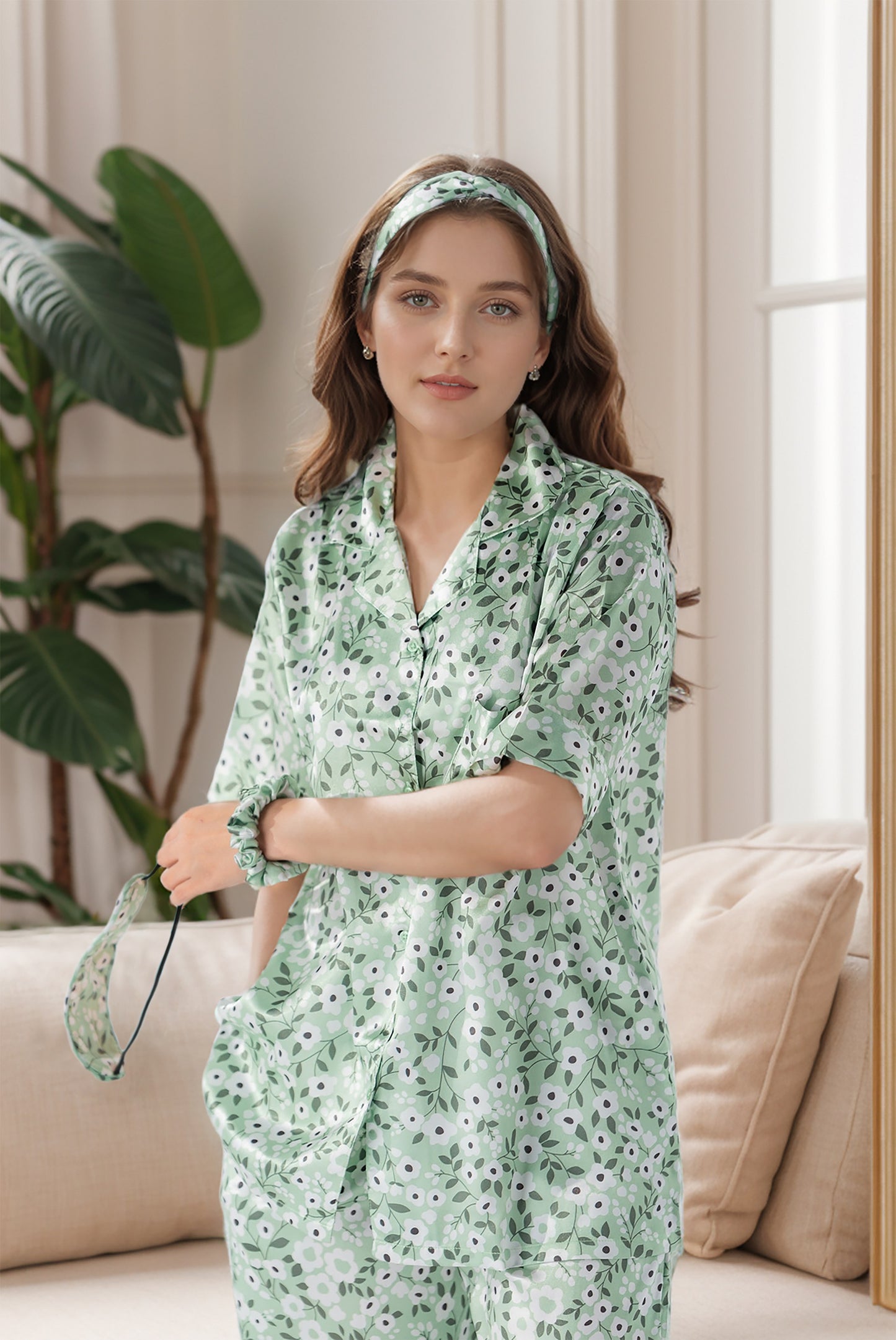 Rue' Rofe' Perfect For Sleep & Casual Daily Wear women printed silky Finish night wear Pajama Set