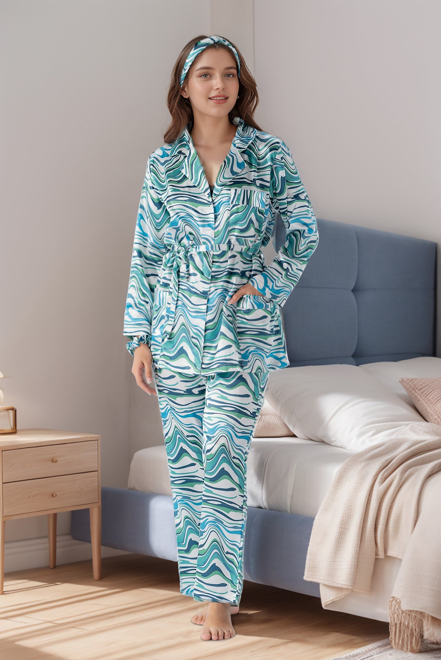 Rue' Rofe' Allure Sleepwear & Casual Daily Wear women printed silky Finish night wear Pajama Set