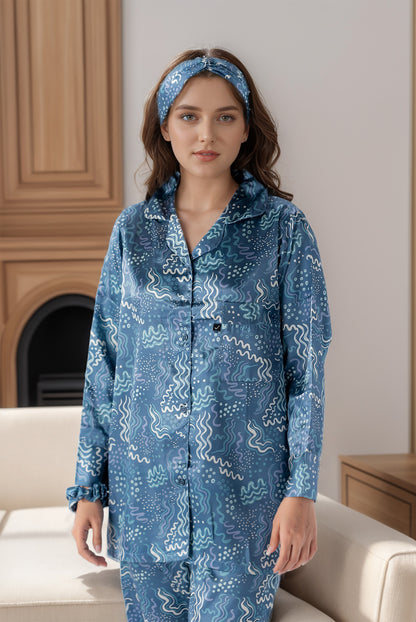 Rue' Rofe' Pure Night Bliss & Casual Daily Wear women printed silky Finish night wear Pajama Set