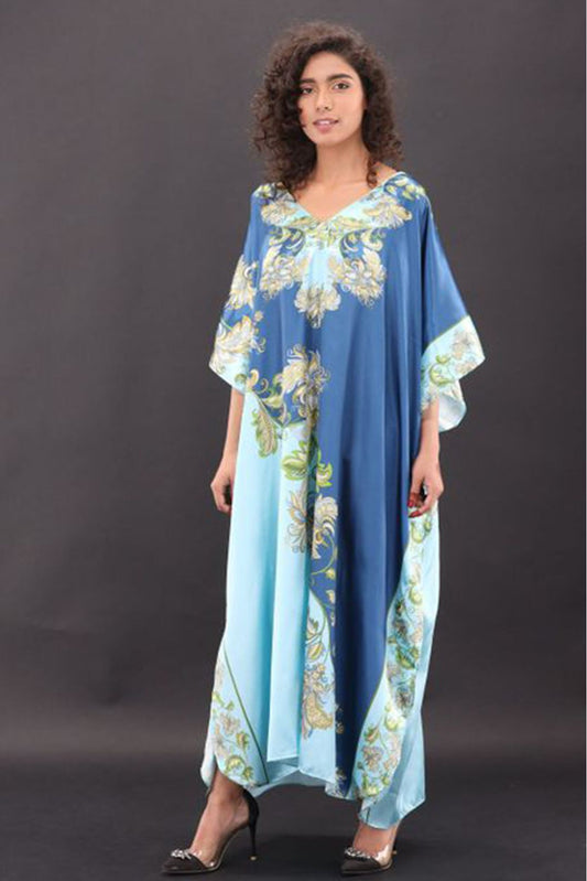 Grace Silk Kaftan-5 is very forgiving and loose fitting for maximum comfort and best wear. To choose your favorite color range so might find yourself buying one in each color option