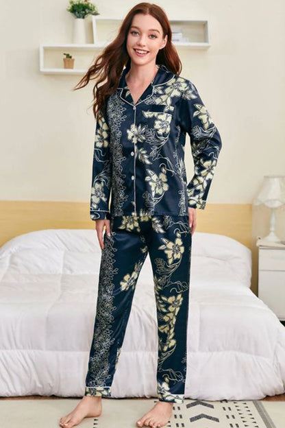 She's Inn Lumina Silky Satin Night Dress For Women and Girls 7 Piece Night Wear- Silky Satin Womens Pajama Sets Button Down Sleepwear Loungewear - Night Dress Nighty with Shirt and Trouser by Mid Night Vibes