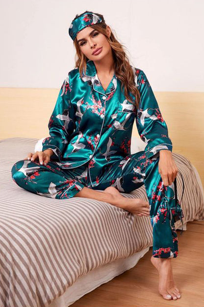 She's Inn Vogue Silky Satin Night Dress For Women and Girls 7 Piece Night Wear- Silky Satin Womens Pajama Sets Button Down Sleepwear Loungewear - Night Dress Nighty with Shirt and Trouser by Mid Night Vibes