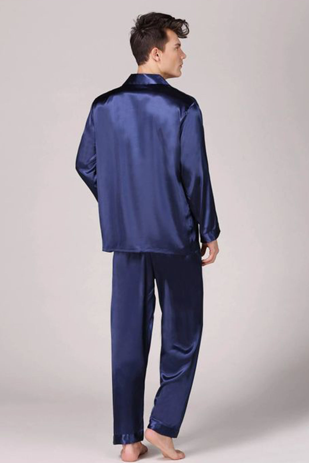 Sebastian Men's Silky Satin Solid pajama set pjs, satin, full sleeve