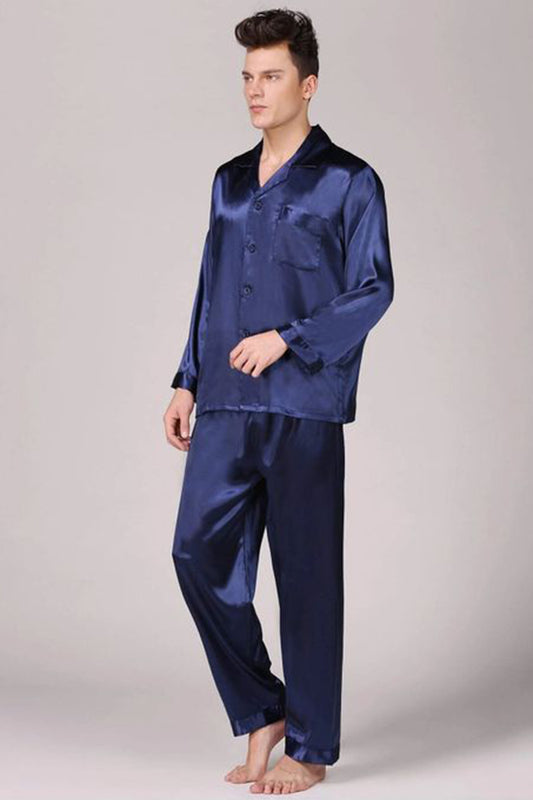 Sebastian Men's Silky Satin Solid pajama set pjs, satin, full sleeve