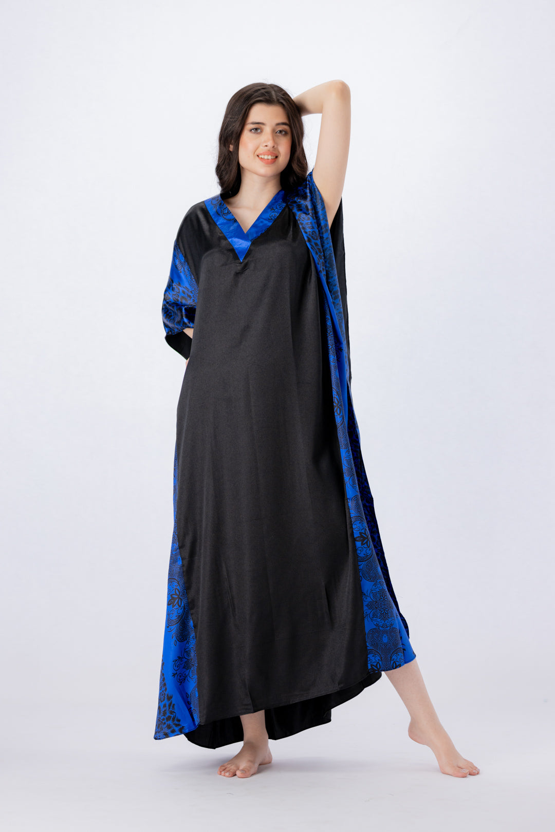 Grace Silk Kaftan-1 women Silky Satin caftan lounge wear / nightwear