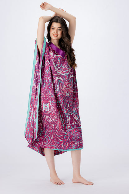 Grace Silk Kaftan-1 women Silky Satin caftan lounge wear / nightwear