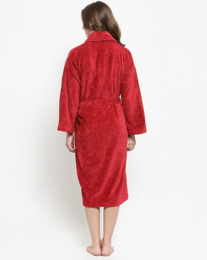 Valerie women Maroon long Bathrobe, terry, classic style Success