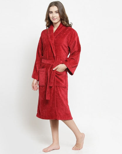 Valerie women Maroon long Bathrobe, terry, classic style Success