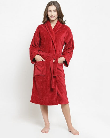 Valerie women Maroon long Bathrobe, terry, classic style Success