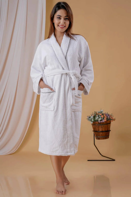 Valerie women White long Bathrobe, terry, classic style Success