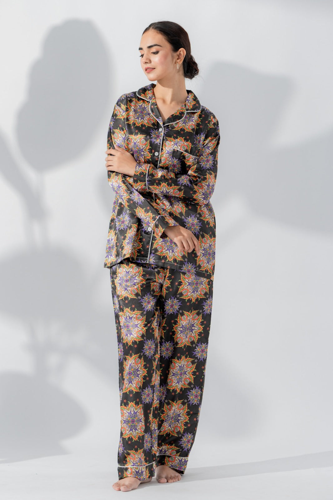 Nightwear Smoothy Satin Pajama set COMFORTABLE and BREATHABLE-VL-PJ-76 ...