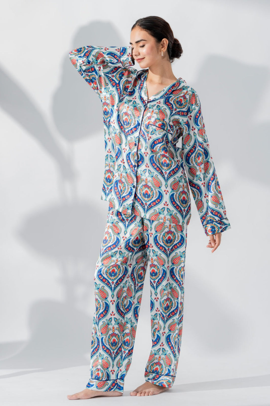 Nightwear Smoothy Satin Pajama set COMFORTABLE and BREATHABLE-VL-PJ-76 ...