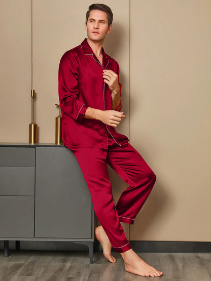 Sebastian Men's Silky Satin Comfortable pajama set contrast Piping Pj set