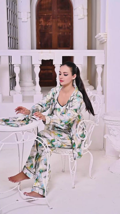 Eshaal Omani Pure Serenity – Silky Pajama Set Collection Silky Finish Night Dress For Women and Girls 7 Piece Night Wear Women's Pajama Sets