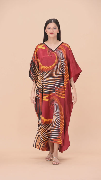 Studio By Arj Women Multi printed Silky Satin caftan lounge wear / nightwear