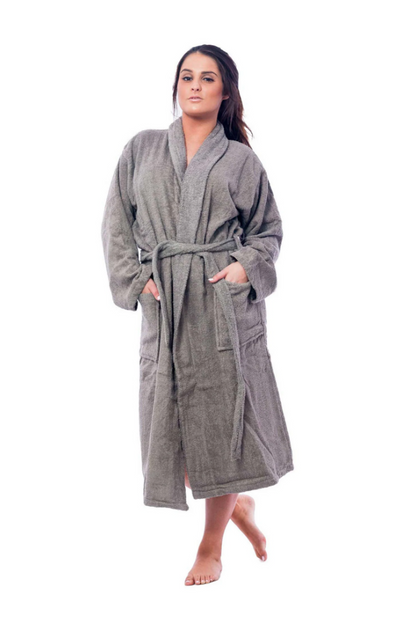 Valerie women Grey long Bathrobe, terry, classic style