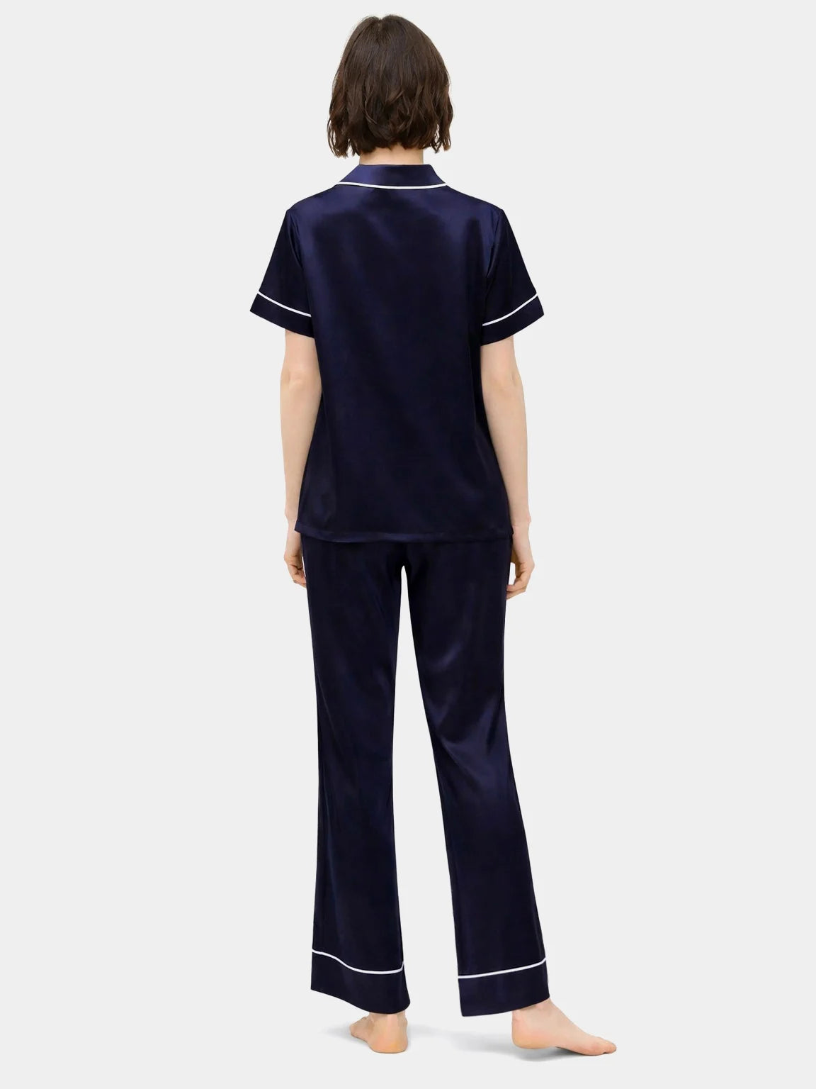 Bella de Fashion Batch-2 Luxe Living Contrast Pipping Short Sleeve Satin Silk Pajama set