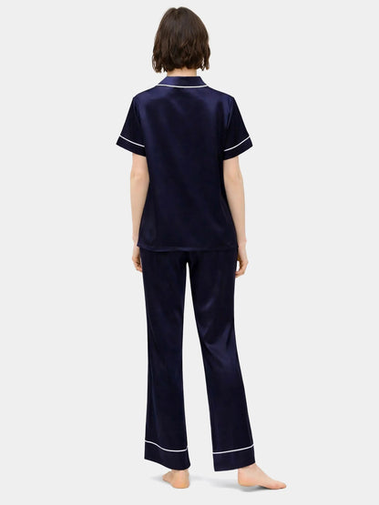 Bella de Fashion Batch-2 Luxe Living Contrast Pipping Short Sleeve Satin Silk Pajama set